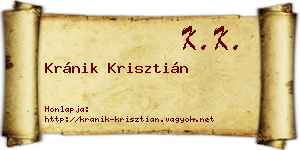 Kránik Krisztián névjegykártya